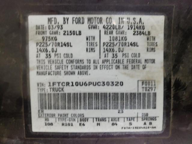 Photo 10 from auction – 1993 FORD RANGER with VIN 1FTCR10U6PUC30320