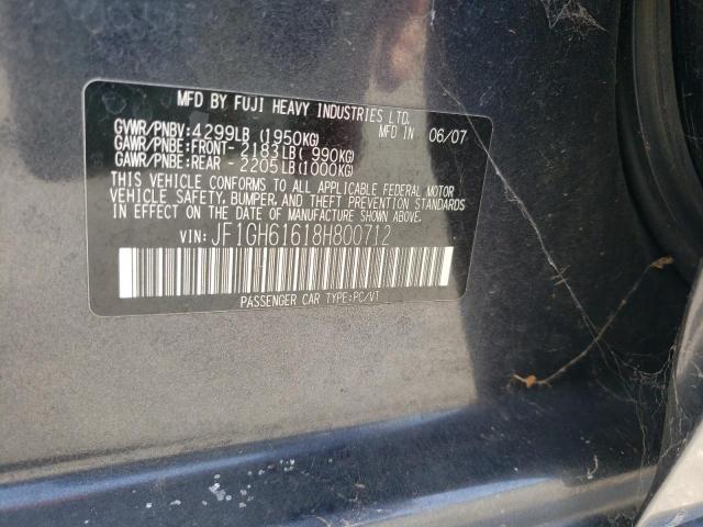 Photo 10 from auction – 2008 SUBARU IMPREZA 2. with VIN JF1GH61618H800712