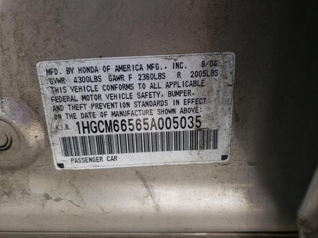 Photo 10 from auction – 2005 HONDA ACCORD EX with VIN 1HGCM66565A005035