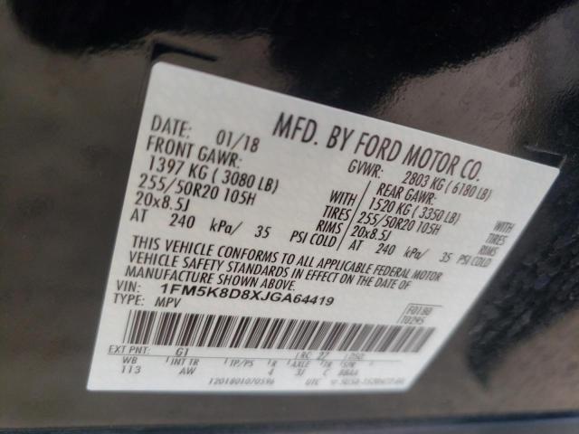Zdjęcie 10 z aukcji – 2018 FORD EXPLORER X z VIN 1FM5K8D8XJGA64419