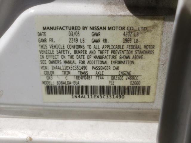 Photo 10 from auction – 2005 NISSAN ALTIMA S with VIN 1N4AL11EX5C351490