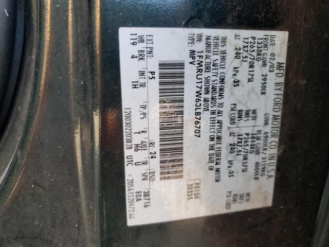 Photo 10 from auction – 2003 FORD EXPEDITION with VIN 1FMRU17W63LB76707
