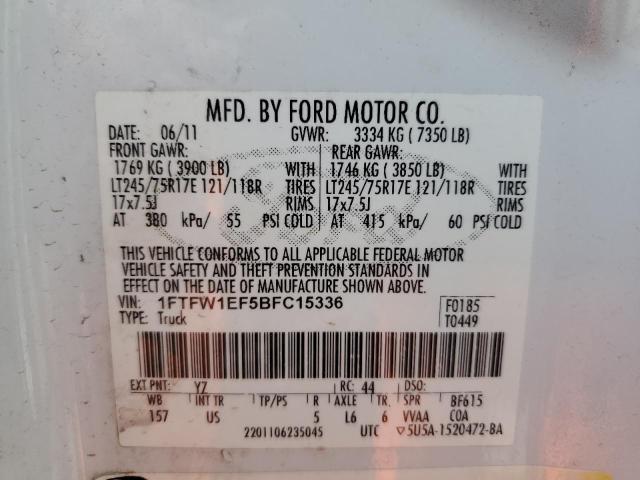 Photo 10 from auction – 2011 FORD F150 SUPER with VIN 1FTFW1EF5BFC15336
