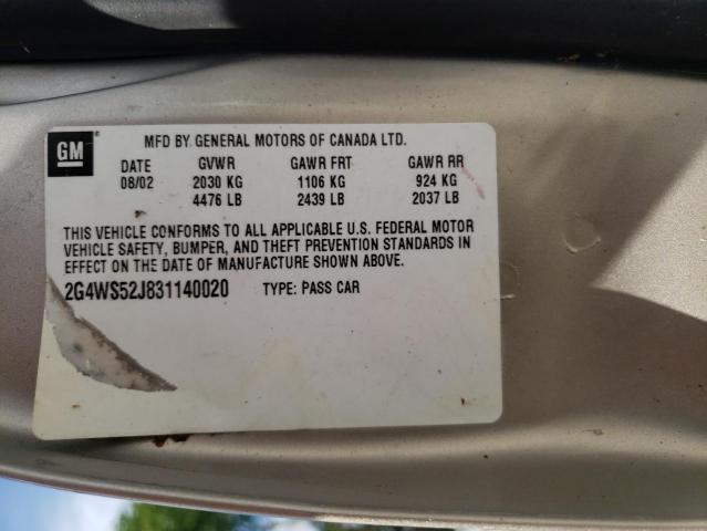 Photo 10 from auction – 2003 BUICK CENTURY CU with VIN 2G4WS52J831140020