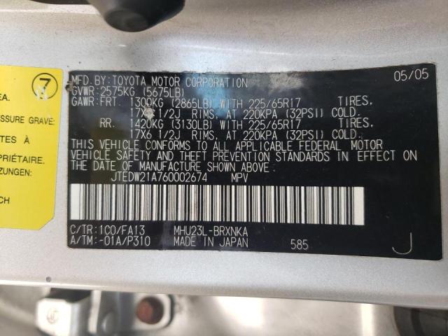 Photo 10 from auction – 2006 TOYOTA HIGHLANDER with VIN JTEDW21A760002674
