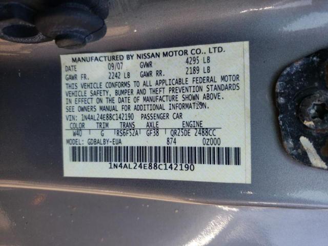 Photo 10 from auction – 2008 NISSAN ALTIMA 2.5 with VIN 1N4AL24E88C142190