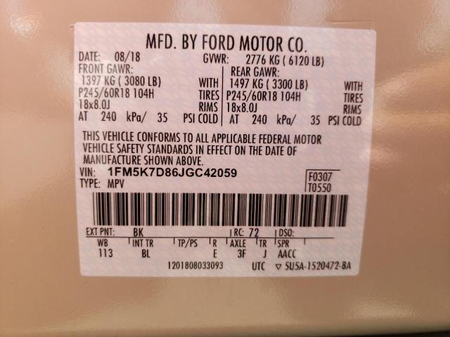 Photo 10 from auction – 2018 FORD EXPLORER X with VIN 1FM5K7D86JGC42059