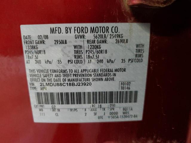 Photo 10 from auction – 2008 LINCOLN MKX with VIN 2LMDU88C18BJ23920