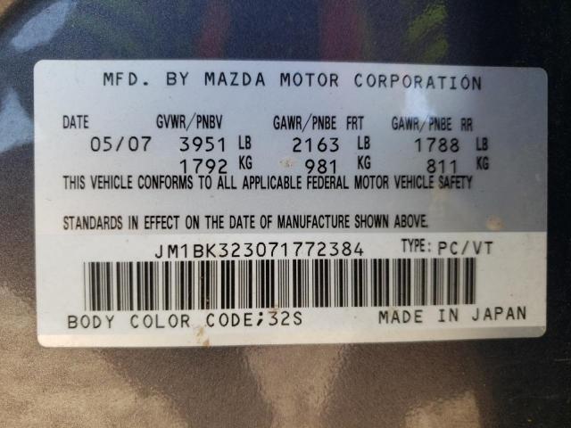 Photo 10 from auction – 2007 MAZDA 3 S with VIN JM1BK323071772384