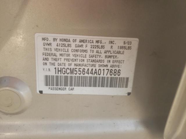 Photo 10 from auction – 2004 HONDA ACCORD EX with VIN 1HGCM55644A017686