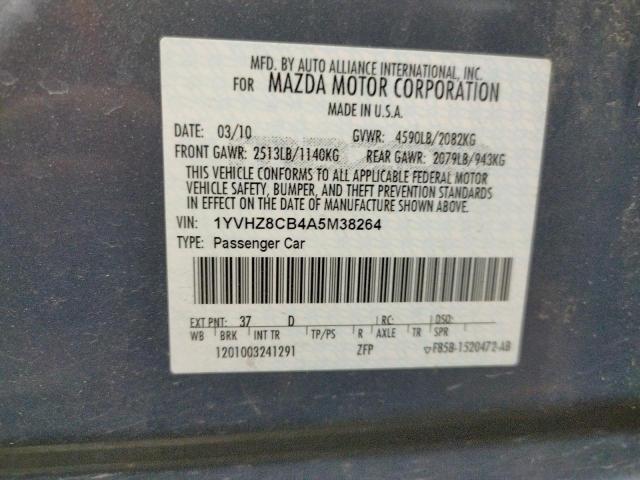 Photo 10 from auction – 2010 MAZDA 6 S with VIN 1YVHZ8CB4A5M38264