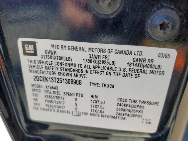 Foto 10 de la subasta – 2005 CHEVROLET SILVERADO con VIN 2GCEK13T251308908