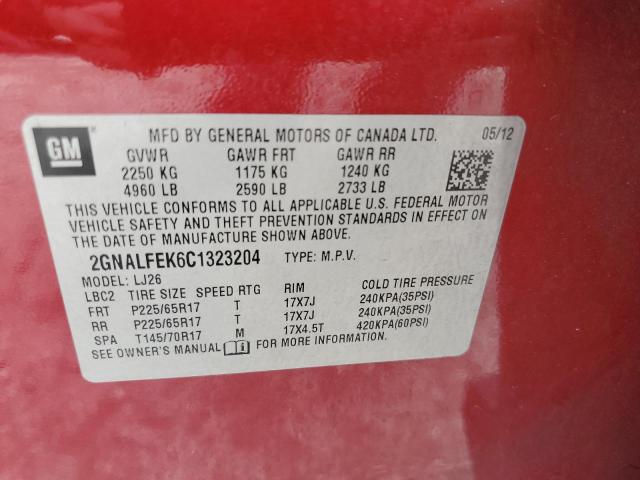 Photo 10 from auction – 2012 CHEVROLET EQUINOX LT with VIN 2GNALFEK6C1323204
