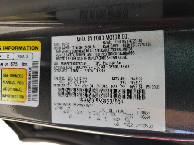 Photo 10 from auction – 2016 FORD FUSION SE with VIN 3FA6P0T95GR237034
