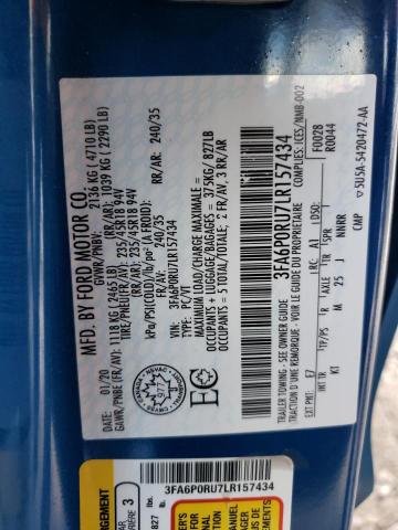 Photo 10 from auction – 2020 FORD FUSION TIT with VIN 3FA6P0RU7LR157434