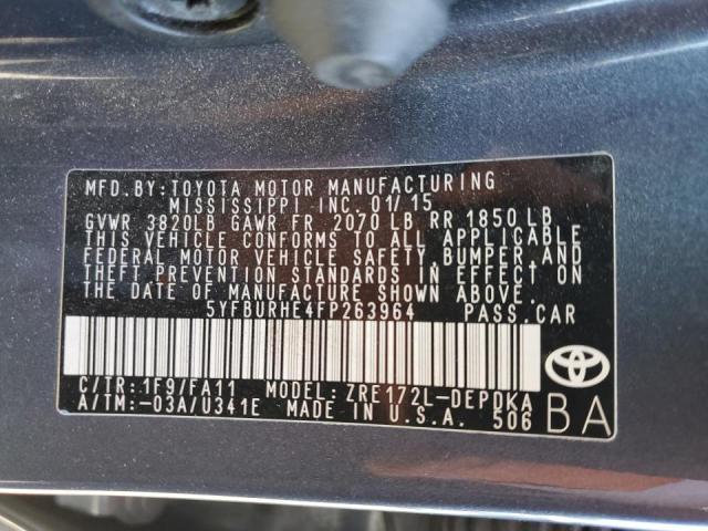Photo 10 from auction – 2015 TOYOTA COROLLA L with VIN 5YFBURHE4FP263964
