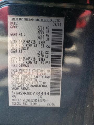 Photo 10 from auction – 2014 NISSAN PATHFINDER with VIN 5N1AR2MM2EC734434