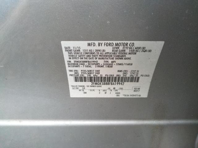 Photo 10 from auction – 2015 FORD FLEX SE with VIN 2FMGK5B88FBA19942