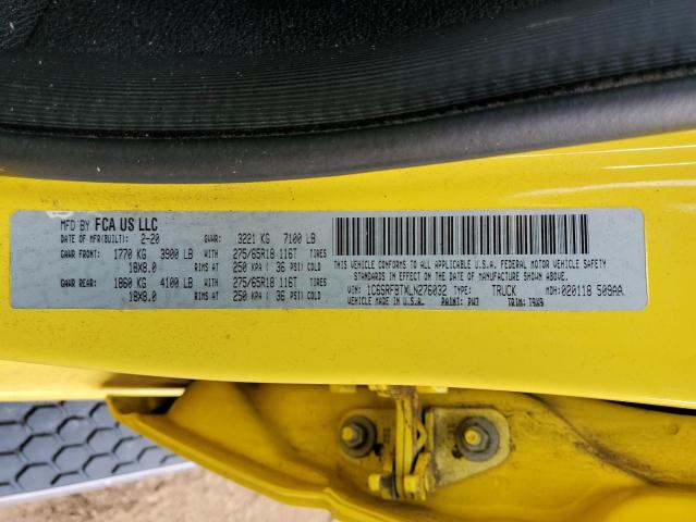 Photo 10 from auction – 2020 RAM 1500 BIG H with VIN 1C6SRFBTXLN276032