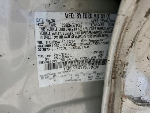 Photo 10 from auction – 2008 FORD TAURUS LIM with VIN 1FAHP25W18G110734