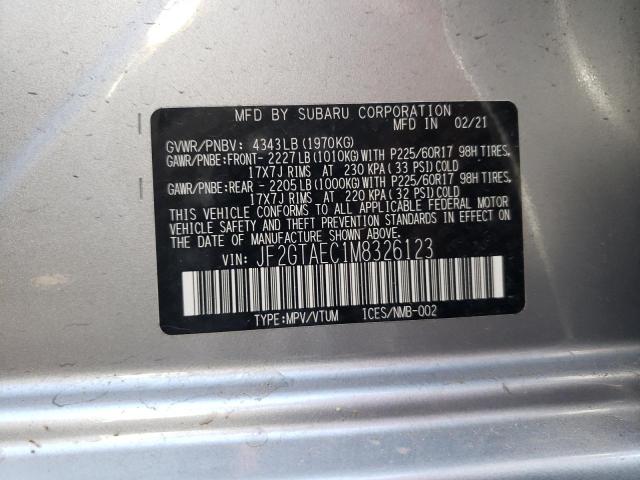 Photo 10 from auction – 2021 SUBARU CROSSTREK with VIN JF2GTAEC1M8326123