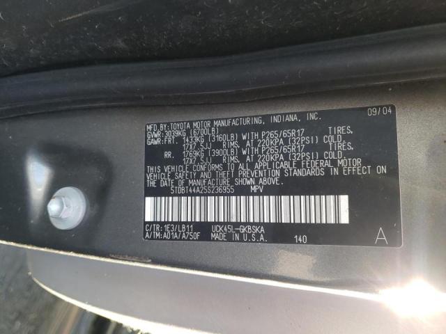Photo 10 from auction – 2005 TOYOTA SEQUOIA SR with VIN 5TDBT44A25S236955