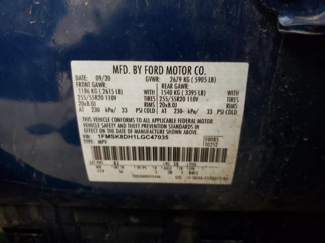 Photo 10 from auction – 2020 FORD EXPLORER X with VIN 1FMSK8DH1LGC47035