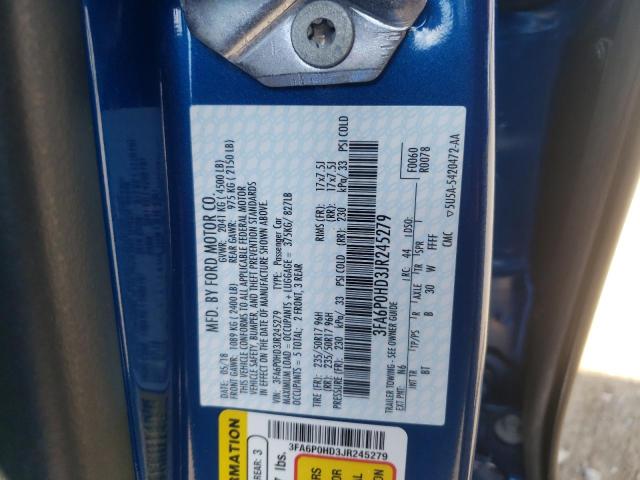 Photo 10 from auction – 2018 FORD FUSION SE with VIN 3FA6P0HD3JR245279