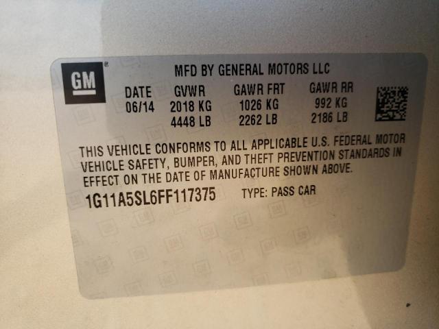 Photo 10 from auction – 2015 CHEVROLET MALIBU LS with VIN 1G11A5SL6FF117375