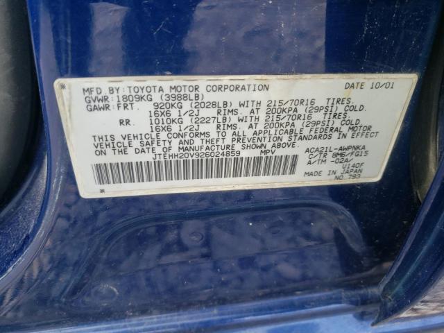 Photo 10 from auction – 2002 TOYOTA RAV4 with VIN JTEHH20V926024859