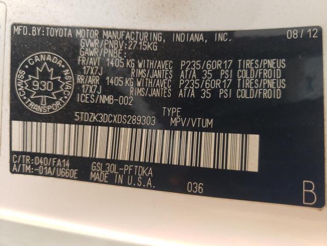 Photo 10 from auction – 2013 TOYOTA SIENNA with VIN 5TDZK3DCXDS289303