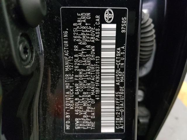 Photo 10 from auction – 2012 TOYOTA CAMRY BASE with VIN 4T1BF1FK9CU637113