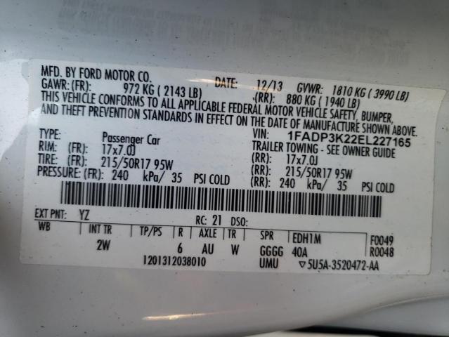 Photo 10 from auction – 2014 FORD FOCUS SE with VIN 1FADP3K22EL227165