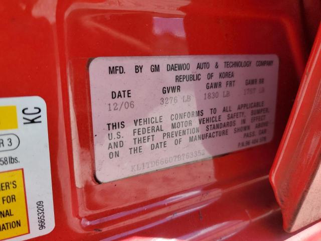Photo 10 from auction – 2007 CHEVROLET AVEO BASE with VIN KL1TD66607B763352