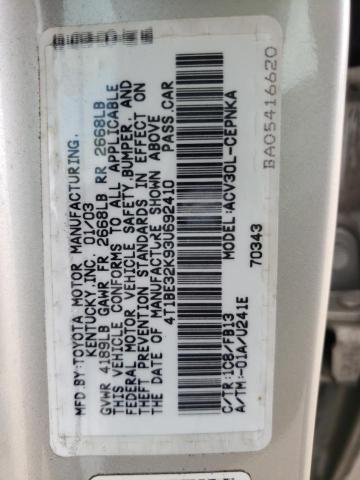Photo 10 from auction – 2003 TOYOTA CAMRY LE with VIN 4T1BE32K93U692410