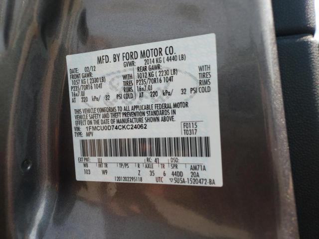 Photo 10 from auction – 2012 FORD ESCAPE XLT with VIN 1FMCU0D74CKC24062