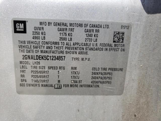 Photo 10 from auction – 2012 CHEVROLET EQUINOX LT with VIN 2GNALDEK5C1234857