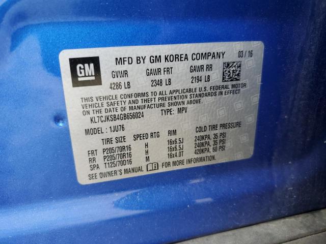 Photo 10 from auction – 2016 CHEVROLET TRAX LS with VIN KL7CJKSB4GB656024