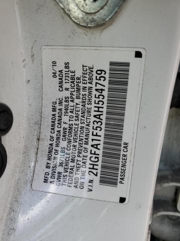 Photo 10 from auction – 2010 HONDA CIVIC LX with VIN 2HGFA1F53AH554759