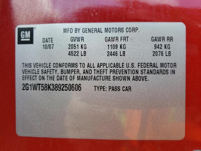 Photo 10 from auction – 2008 CHEVROLET IMPALA LT with VIN 2G1WT58K389250606