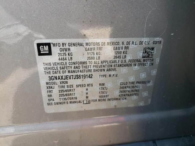 Photo 10 from auction – 2018 CHEVROLET EQUINOX LT with VIN 3GNAXJEV7JS619142