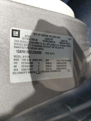 Photo 10 from auction – 2007 GMC YUKON with VIN 1GKFK13037J350589