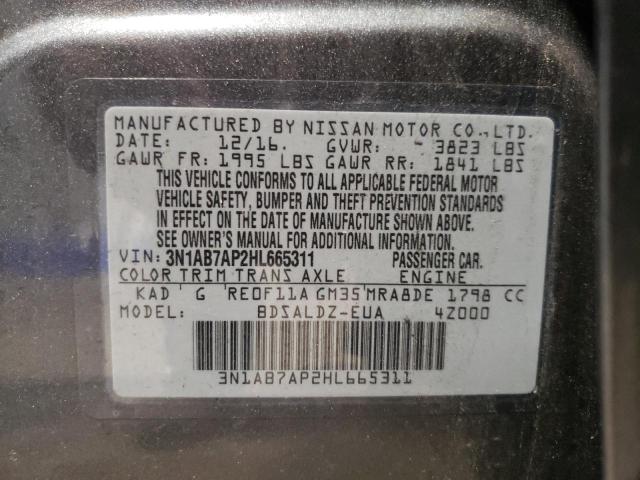 Photo 10 from auction – 2017 NISSAN SENTRA S with VIN 3N1AB7AP2HL665311