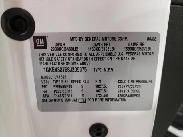 Photo 10 from auction – 2008 GMC ACADIA SLT with VIN 1GKEV33758J299075