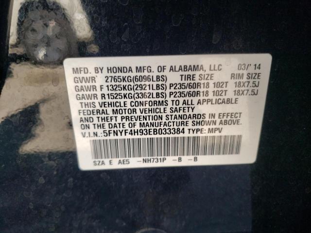 Foto 10 de la subasta – 2014 HONDA PILOT TOUR con VIN 5FNYF4H93EB033384