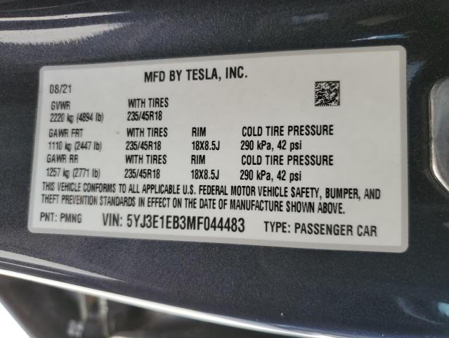 Photo 10 from auction – 2021 TESLA MODEL 3 with VIN 5YJ3E1EB3MF044483