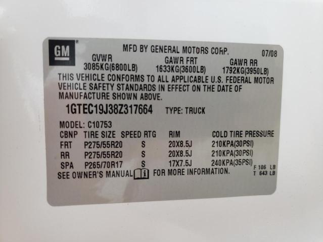 Photo 10 from auction – 2008 GMC SIERRA C15 with VIN 1GTEC19J38Z317664