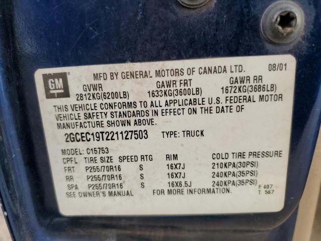 Photo 10 from auction – 2002 CHEVROLET SILVERADO with VIN 2GCEC19T221127503
