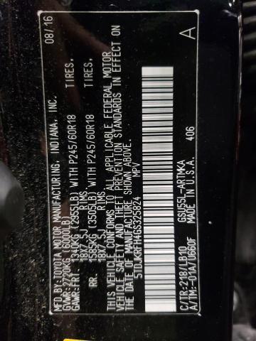 Photo 10 from auction – 2016 TOYOTA HIGHLANDER with VIN 5TDJKRFH4GS325824
