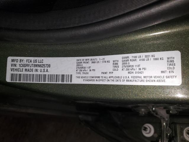 Photo 10 from auction – 2021 RAM 1500 LARAM with VIN 1C6SRFJT8MN625739